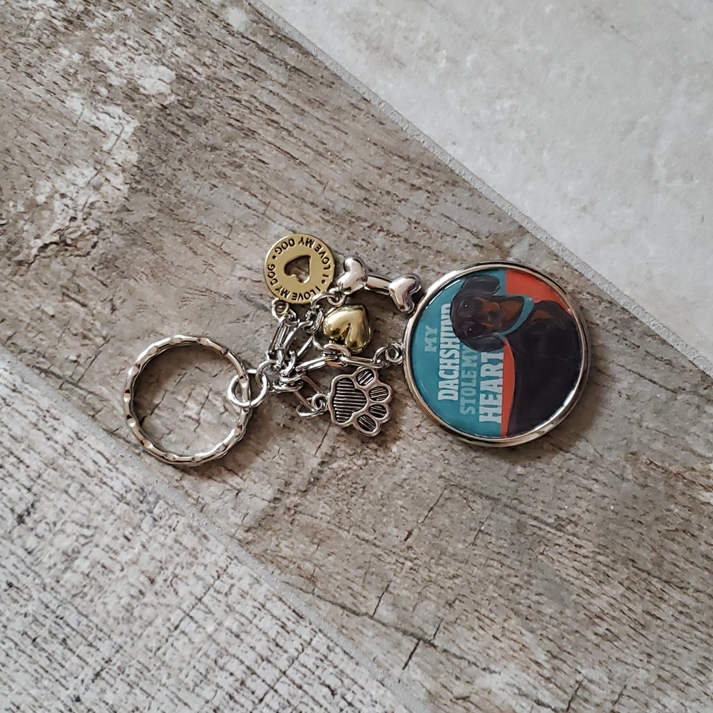NEW Dachshund Dog Keychain Charm Key Ring